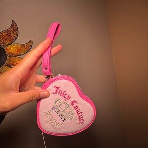 Juicy Couture Pink Heart-Shaped Velour Pouch